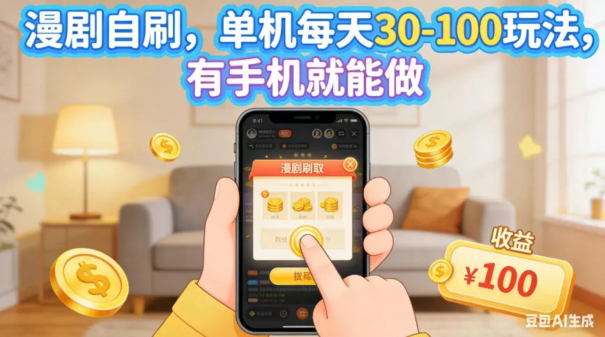漫剧自刷，单机每天30-100玩法，有手机就能做，可矩阵操作放大收益【揭秘】 - 来及网络