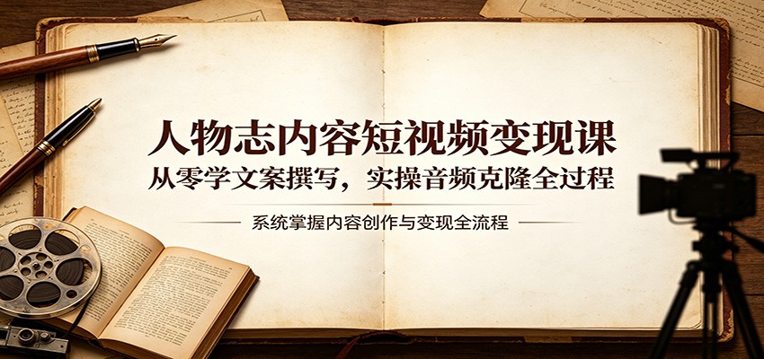 人物志内容短视频变现课：从零学文案撰写，实操音频克隆全过程 - 来及网络