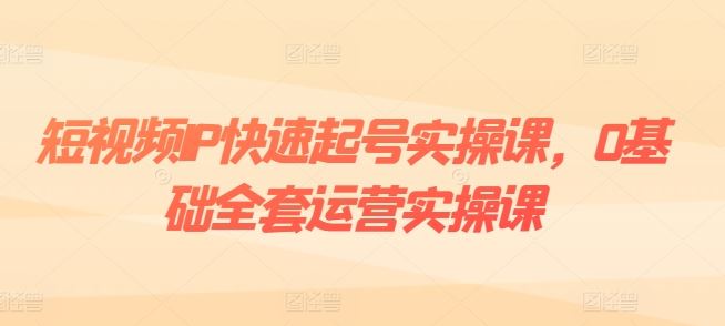 短视频IP快速起号实操课，0基础全套运营实操课，爆款内容设计+粉丝运营+内容变现 - 来及网络