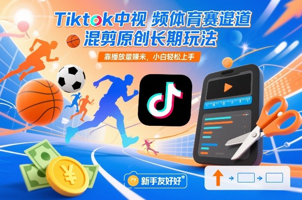 Tiktok中视频体育赛道混剪原创长期玩法，靠播放量賺米，小白轻松上手 - 来及网络