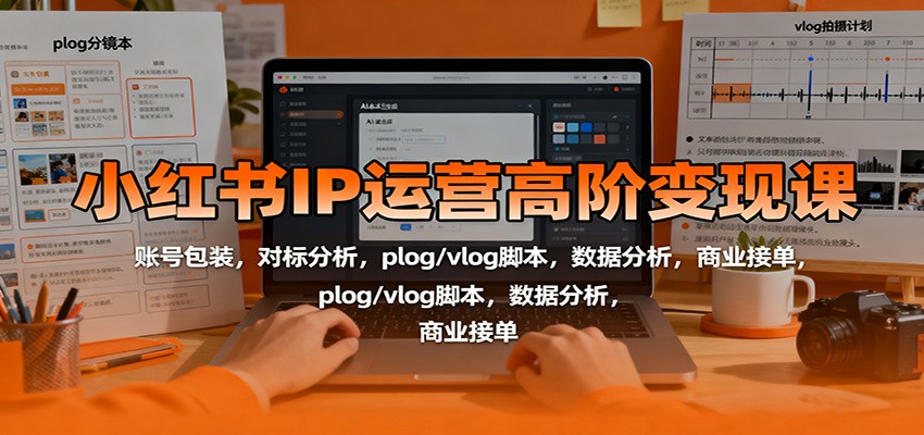 小红书IP运营高阶变现课：账号包装，对标分析，plog/vlog脚本，数据分析，商业接单 - 来及网络