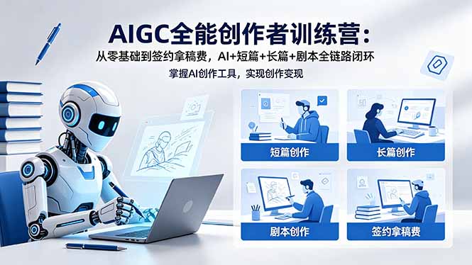 AIGC全能创作者训练营：从零基础到签约拿稿费，AI+短篇+长篇+剧本全链路闭环 - 来及网络