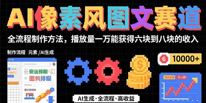 （15572期）AI像素风图文赛道：全流程制作方法，播放量一万能获得6块到8块的收入 - 来及网络