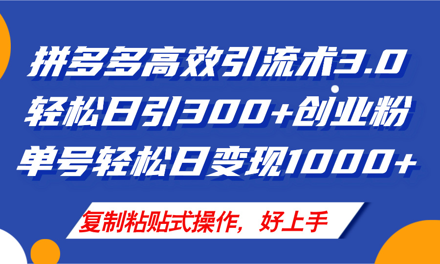 （11917期）拼多多店铺引流技术3.0，日引300+付费创业粉，单号轻松日变现1000+ - 来及网络