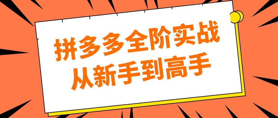 拼多多全阶实战从新手到高手 - 来及网络