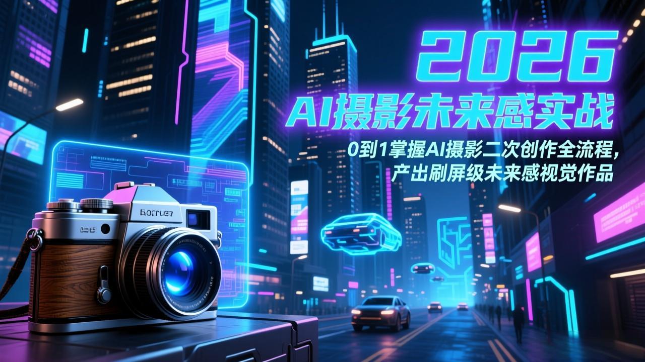 2026 AI摄影未来感实战：0到1掌握AI摄影二次创作全流程，产出刷屏级未来感视觉作品 - 来及网络
