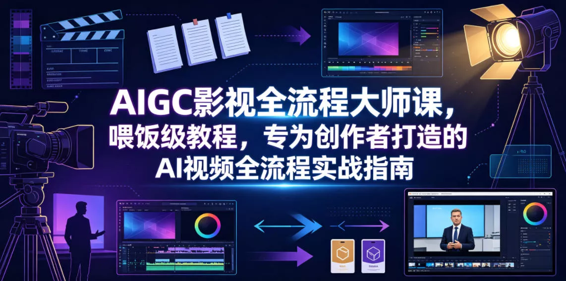 AIGC影视全流程大师课，喂饭级教程，专为创作者打造的AI视频全流程实战指南 - 来及网络