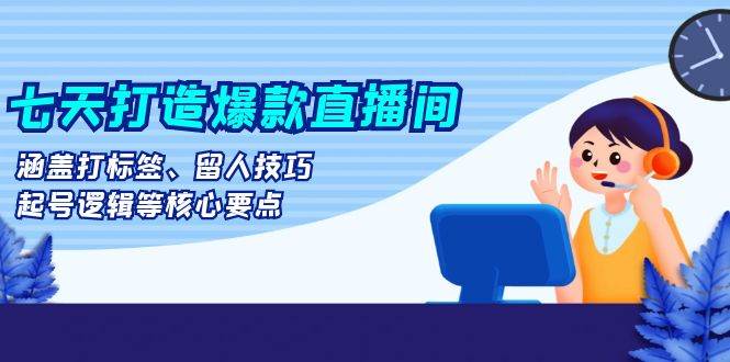七天打造爆款直播间：涵盖打标签、留人技巧、起号逻辑等核心要点 - 来及网络