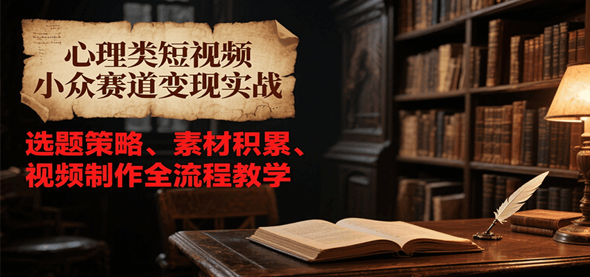 心理类短视频小众赛道变现实战，选题策略、素材积累、视频制作全流程教学 - 来及网络