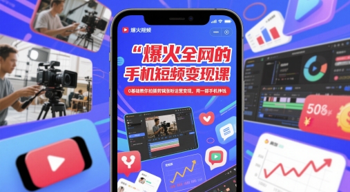 爆火全网的手机短视频变现课，0基础教你拍摄剪辑涨粉运营变现，用一部手机挣钱 - 来及网络