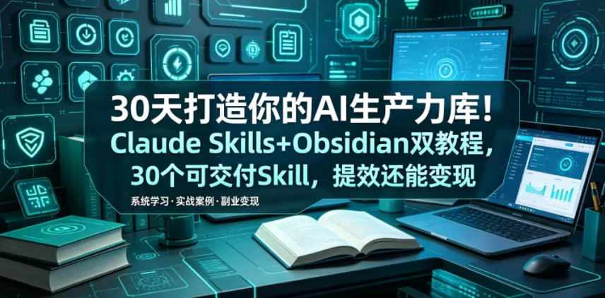 30天打造你的AI生产力库！Claude Skills+Obsidian 双教程，30 个可交付 Skill，提效还能变现 - 来及网络