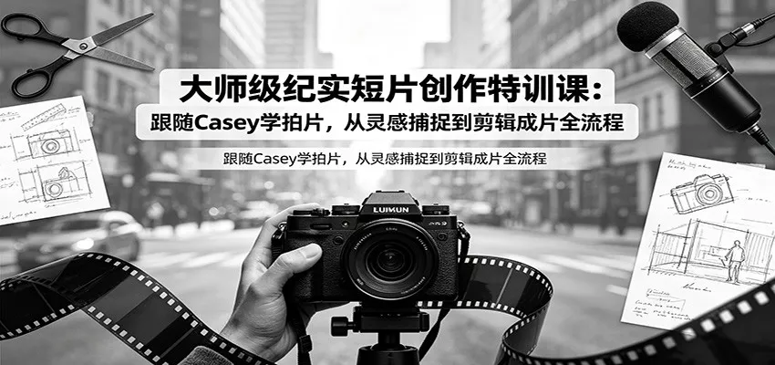 大师级纪实短片创作特训课：跟随Casey学拍片，从灵感捕捉到剪辑成片全流程 - 来及网络