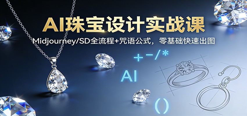AI珠宝设计实战课：Midjourney/SD全流程+咒语公式，零基础快速出图 - 来及网络