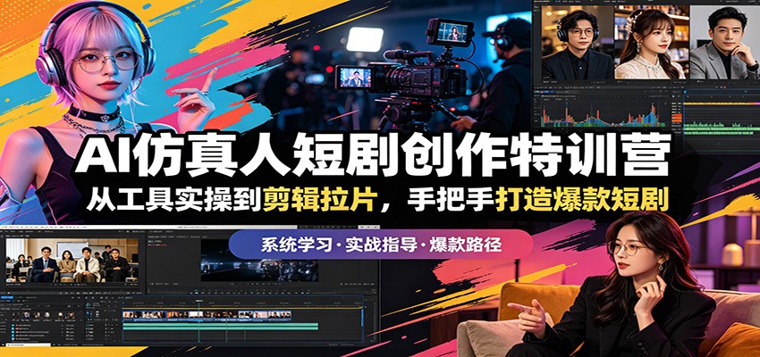 AI仿真人短剧创作特训营：从工具实操到剪辑拉片，手把手打造爆款短剧 - 来及网络