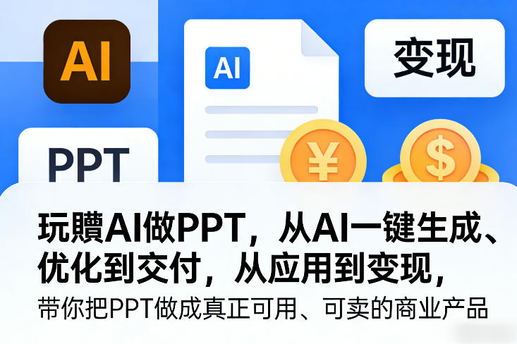 玩賺AI做PPT，从AI一键生成、优化到交付，从应用到变现，带你把PPT做成真正可用、可卖的商业产品(更新0421) - 来及网络