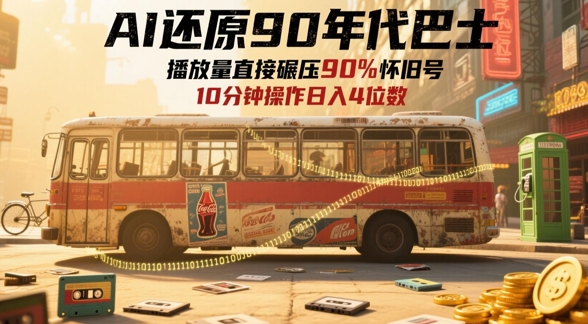 AI还原90年代巴士，一帧就让70后泪崩，播放量直接碾压90%怀旧号，每天操作十分钟，日入四位数 - 来及网络