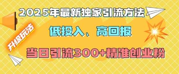 2025年最新独家引流方法，低投入高回报？当日引流300+精准创业粉 - 来及网络