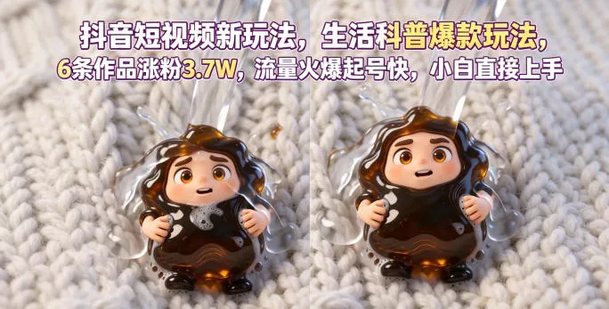 抖音短视频新玩法生活科普爆款玩法，6条作品涨粉3.7W，流量火爆起号快，小白直接上手操作，可撸创作者伙伴计划 - 来及网络