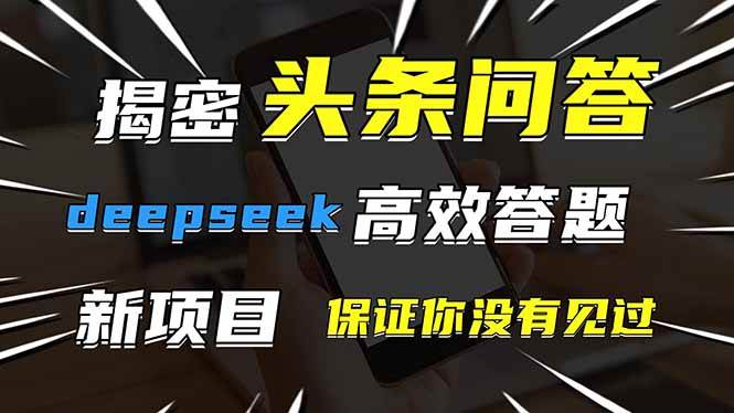 （14480期）头条问答，刚出的新玩法！保证你没见过！用DeepSeek去高效答题，一个账… - 来及网络