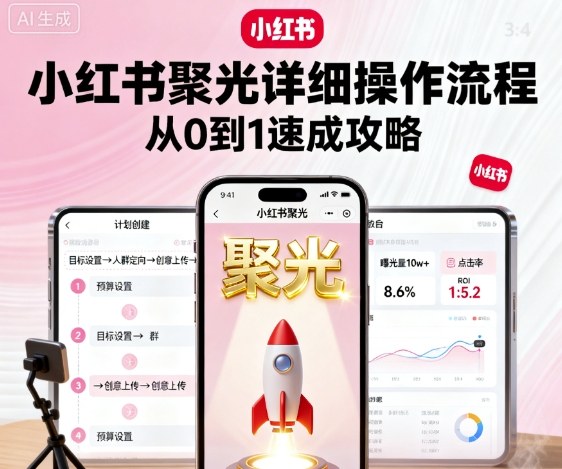 小红书聚光详细操作流程，小红书聚光从0到1速成攻略 - 来及网络