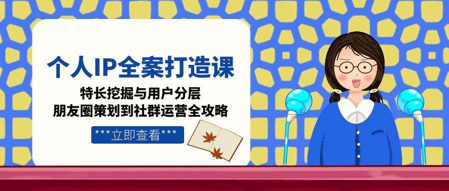 个人IP全案打造课，特长挖掘与用户分层，朋友圈策划到社群运营全攻略 - 来及网络