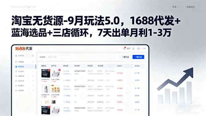 （15972期）淘宝无货源-9月玩法5.0，1688代发+蓝海选品+三店循环，7天出单月利1-3万 - 来及网络