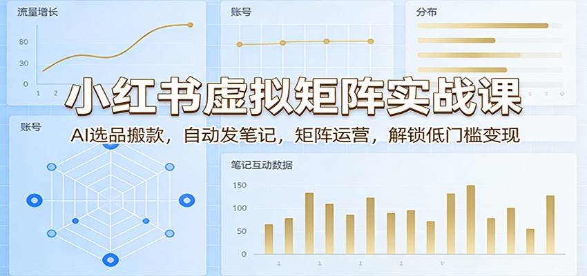小红书虚拟矩阵实战课：AI选品搬款，自动发笔记，矩阵运营，解锁低门槛变现 - 来及网络