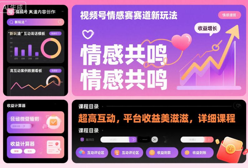 视频号情感赛道新玩法，超高互动，平台收益美滋滋，详细课程 - 来及网络