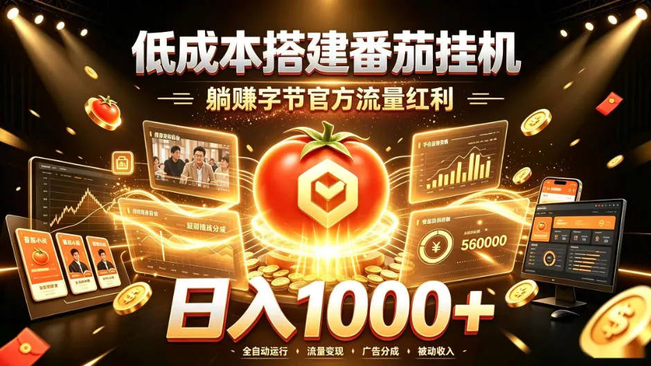 低成本搭建番茄挂G，躺賺字节官方流量红利，日入1k+，全程傻瓜式落地【揭秘】 - 来及网络