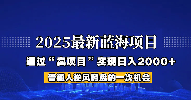 2025年蓝海项目，如何通过“网创项目”日入2000+ - 来及网络