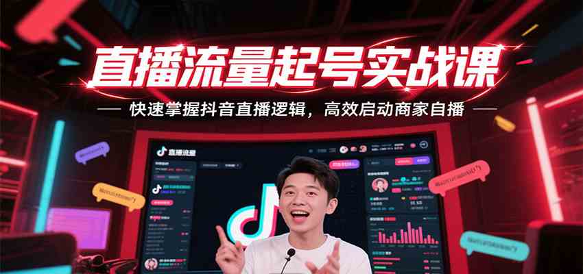 直播流量起号实战课，快速掌握抖音直播逻辑，高效启动商家自播 - 来及网络