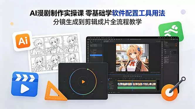 AI漫剧制作实操课 零基础学软件配置工具用法 分镜生成到剪辑成片全流程教学 - 来及网络