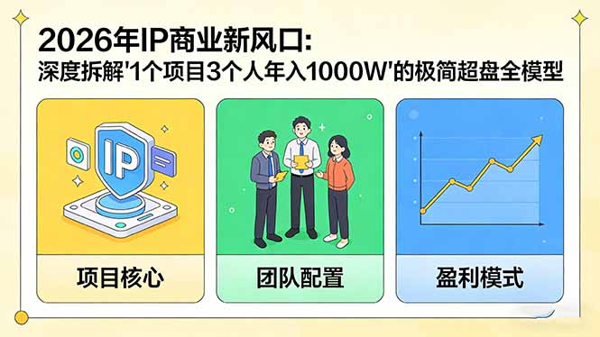 2026年IP商业新风口：深度拆解“1个项目3个人年入1000W”的极简超盘全模型 - 来及网络