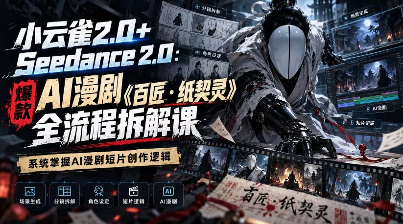 小云雀2.0+Seedance 2.0：爆款AI漫剧《百匠・纸契灵》全流程拆解课，系统掌握AI漫剧短片创作逻辑 - 来及网络