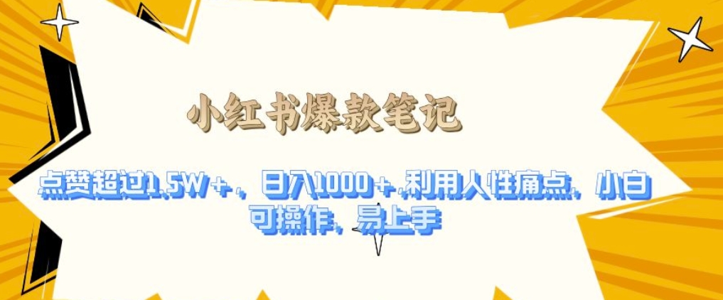 利用人性的痛点，打造爆款笔记，获得点赞超过1.5W+，日入1k【揭秘】 - 来及网络