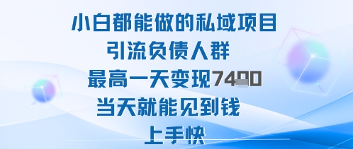 2025年小白都能做的私域项目引流负债人群最高一天变现1k+高变现难度低当天就能见到钱上手快 - 来及网络