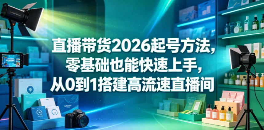 直播带货2026起号方法，零基础也能快速上手，从0到1搭建高流速直播间 - 来及网络