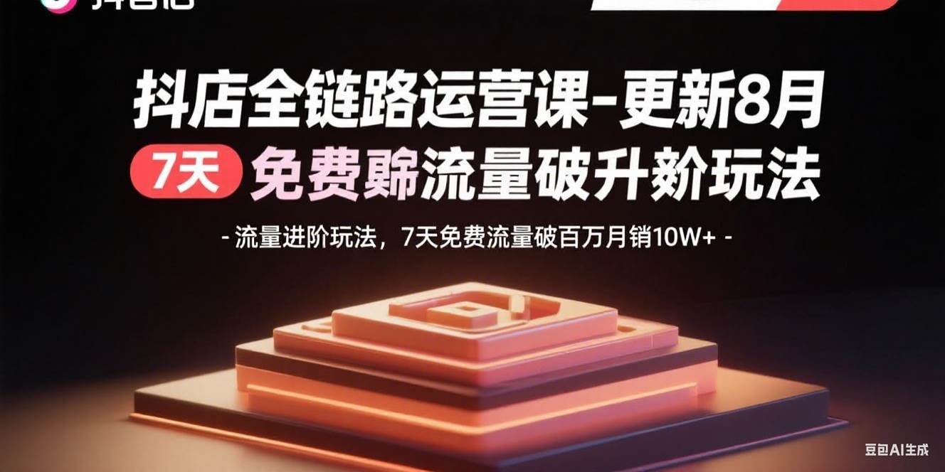 （15918期）抖店全链路运营课-更新8月：流量进阶玩法，7天免费流量破百万月销10W+ - 来及网络