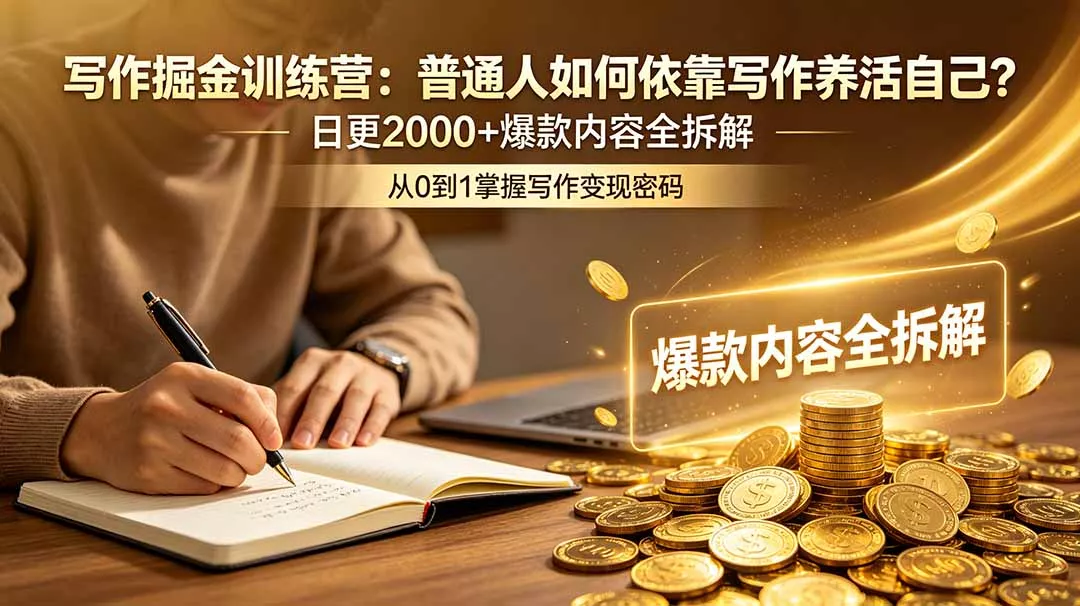 写作掘金训练营：普通人如何依靠写作养活自己？日更2000+爆款内容全拆解 - 来及网络