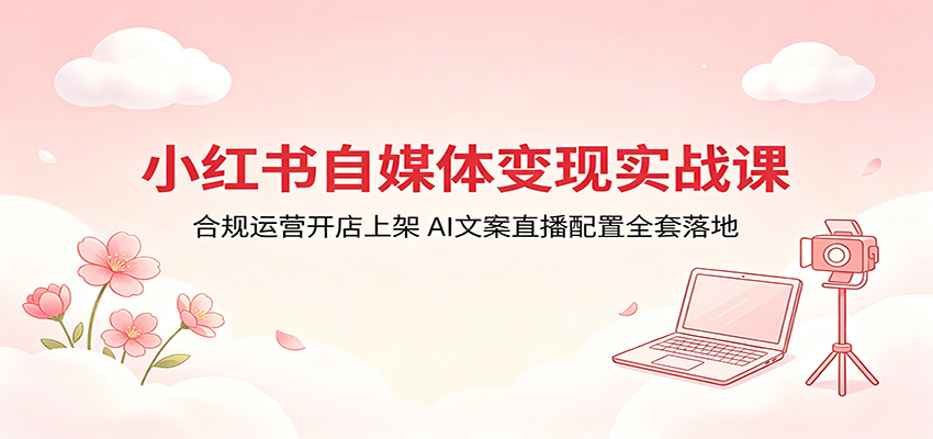 小红书自媒体变现实战课：合规运营开店上架，AI文案直播配置全套落地 - 来及网络