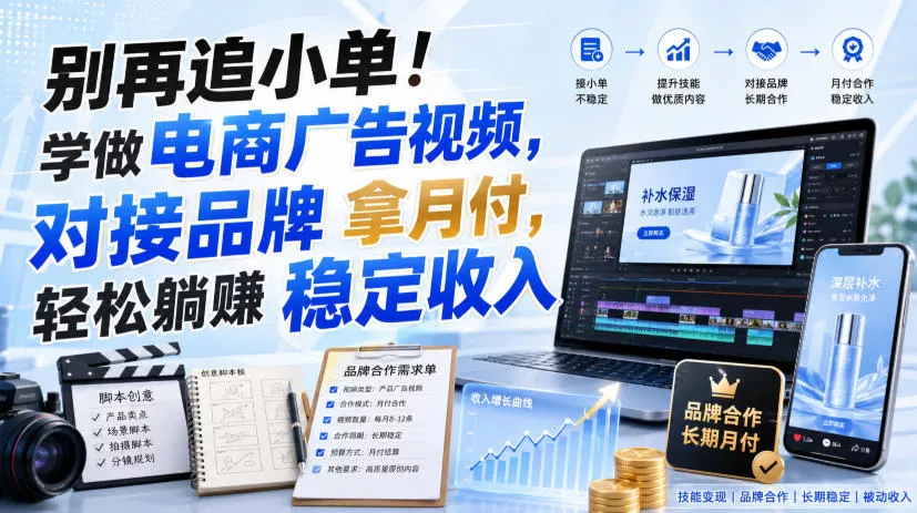 别再追小单！学做电商广告视频，对接品牌拿月付，轻松躺賺稳定收入【原创双语字幕】 - 来及网络