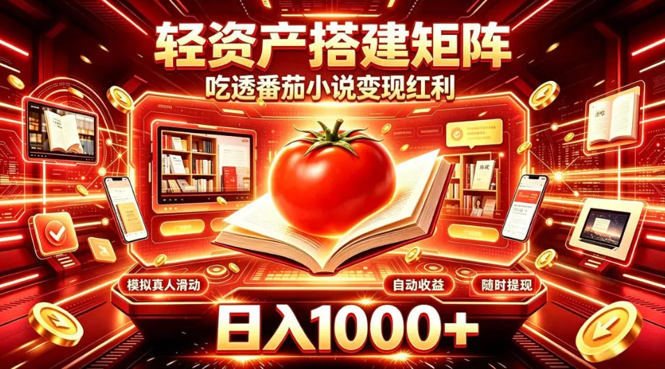 轻资产搭建矩阵，吃透番茄小说变现红利，日入1000+，支持无限矩阵放大【揭秘】 - 来及网络