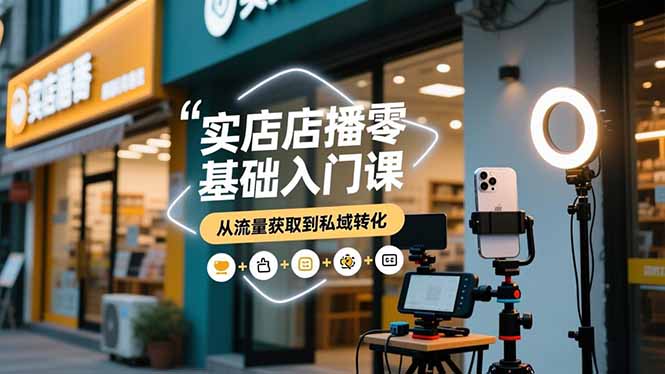 实体店播零基础入门课，实体店+短视频+直播+微信生态+私域社群，从流量获取到私域转化 - 来及网络