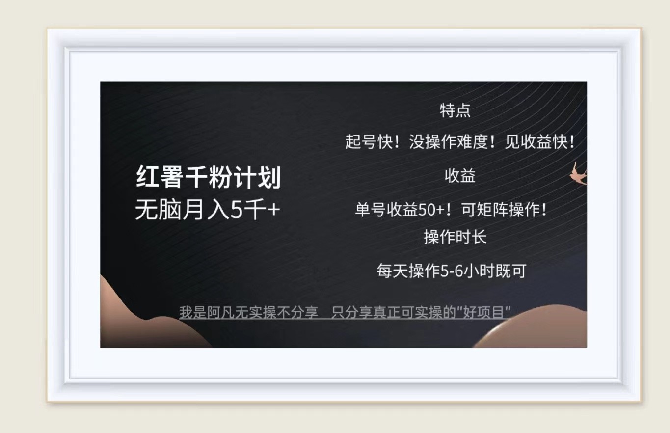 红薯千粉计划无脑月入5千+！既做既赚！ - 来及网络