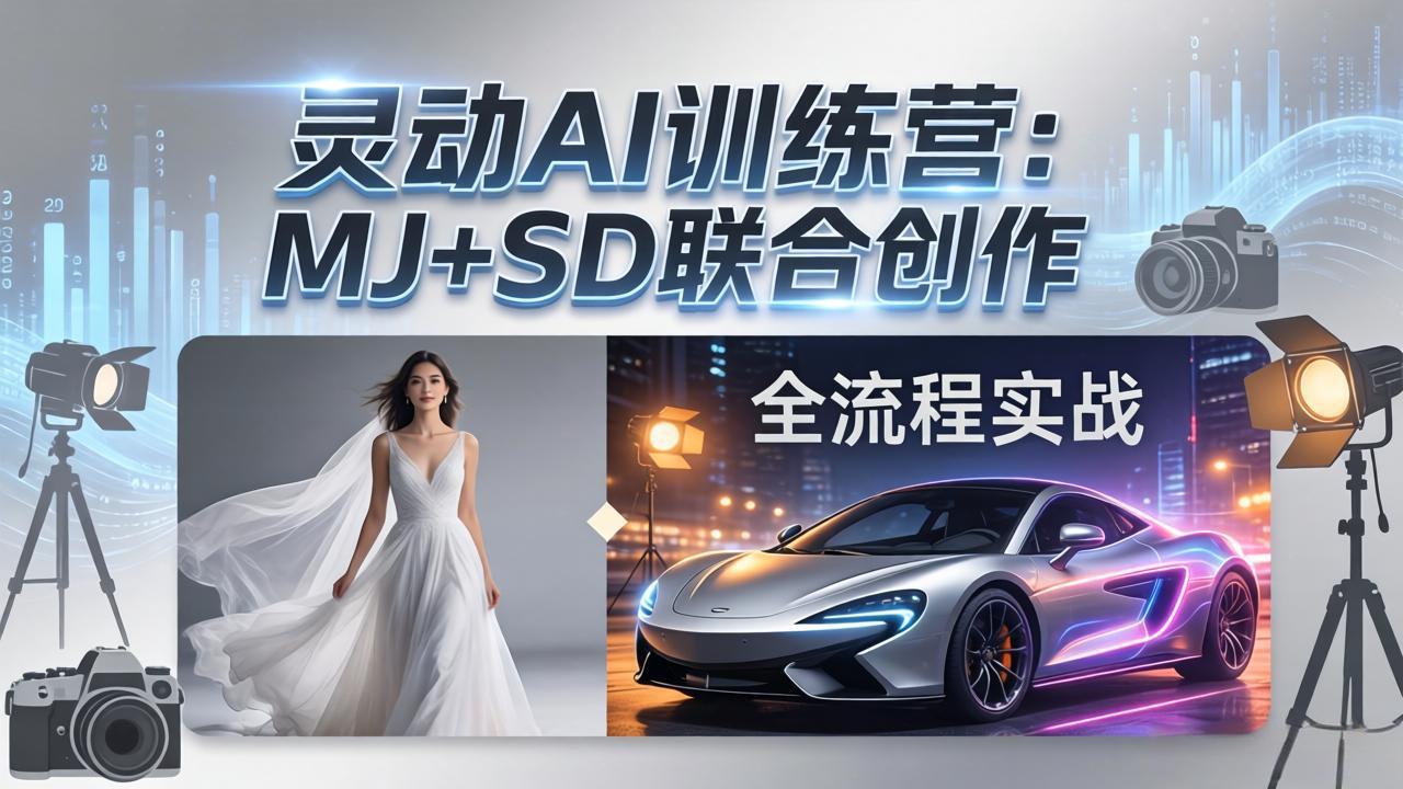 灵动AI训练营-3.0课程：MJ+SD联合创作，从婚纱大片到汽车广告，摄影后期全流程实战 - 来及网络