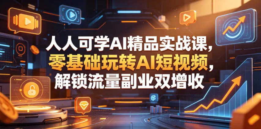 人人可学AI精品实战课，零基础玩转AI短视频，解锁流量副业双增收 - 来及网络
