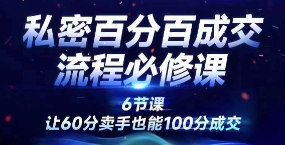 私密百分百成交流程线上训练营，绝对成交，让60分卖手也能100分成交 - 来及网络