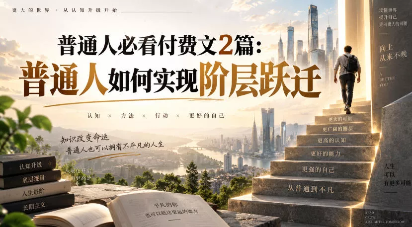 普通人必看付费文2篇：普通人如何实现阶层跃迁 - 来及网络