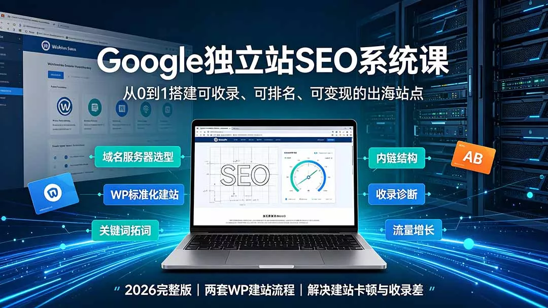 Google独立站SEO-7月系统课：出海基建×WordPress建站×AI内容生产×站内外优化×Search Console×AdSense变现 - 来及网络