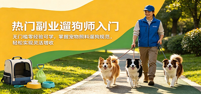 热门副业遛狗师入门，无门槛零经验可学，掌握宠物照料遛狗规范，轻松实现灵活增收 - 来及网络